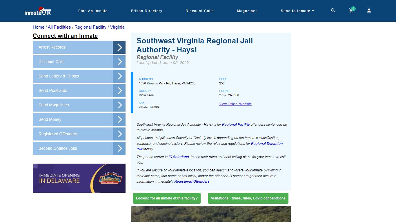Southwest Virginia Regional Jail Authority - Haysi - Inmate Search ...